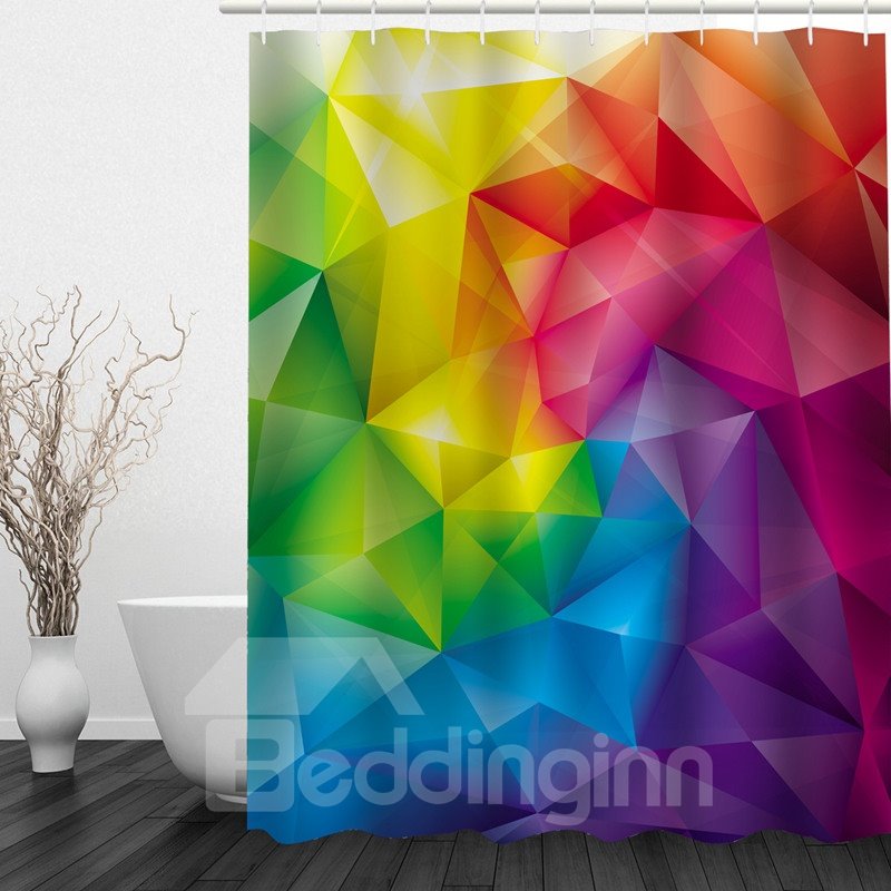 3D Colorful Geometric Figures Printed Bathroom Shower Curtain