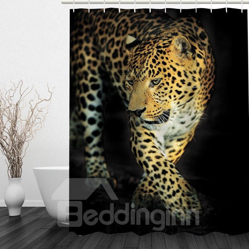 Cheetah Walking 3D Printed Bathroom Waterproof Shower Curtain