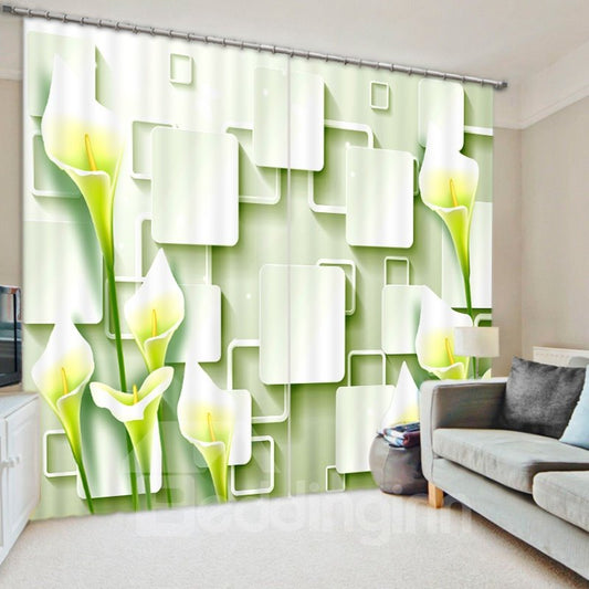 Tulip and Geometric 3D Printed Polyester Curtain