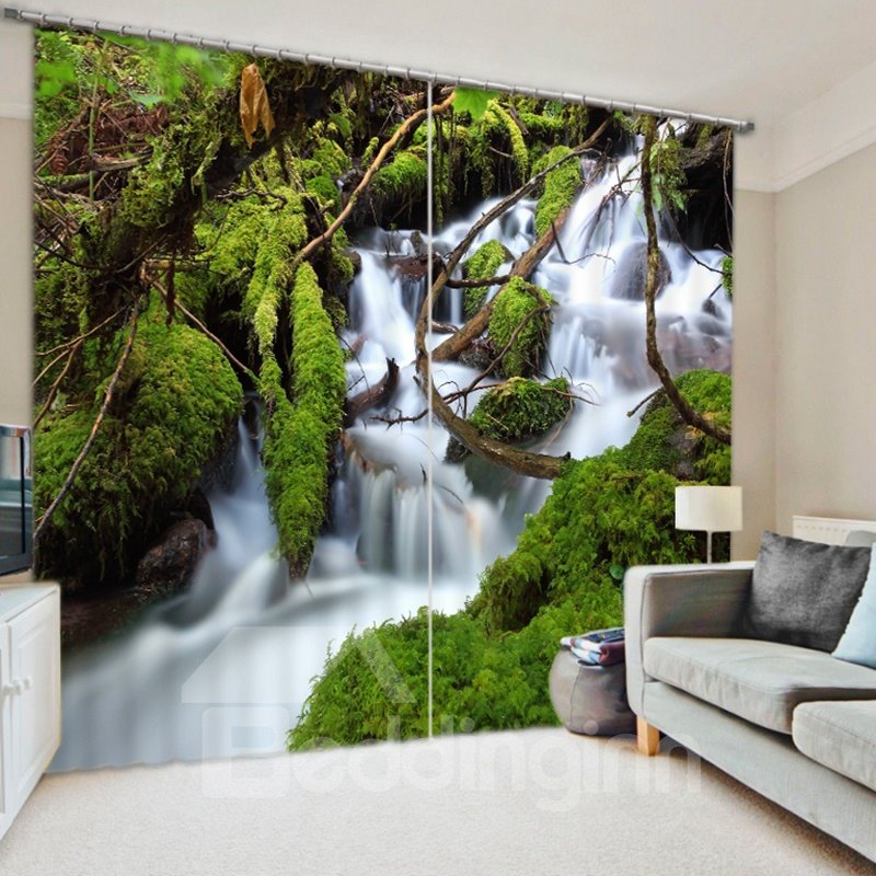 The Waterfall in the Jungle 3D Printed Polyester Curtain