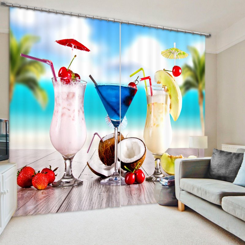 Delicious Beach Drinks 3D Printed Polyester Curtain