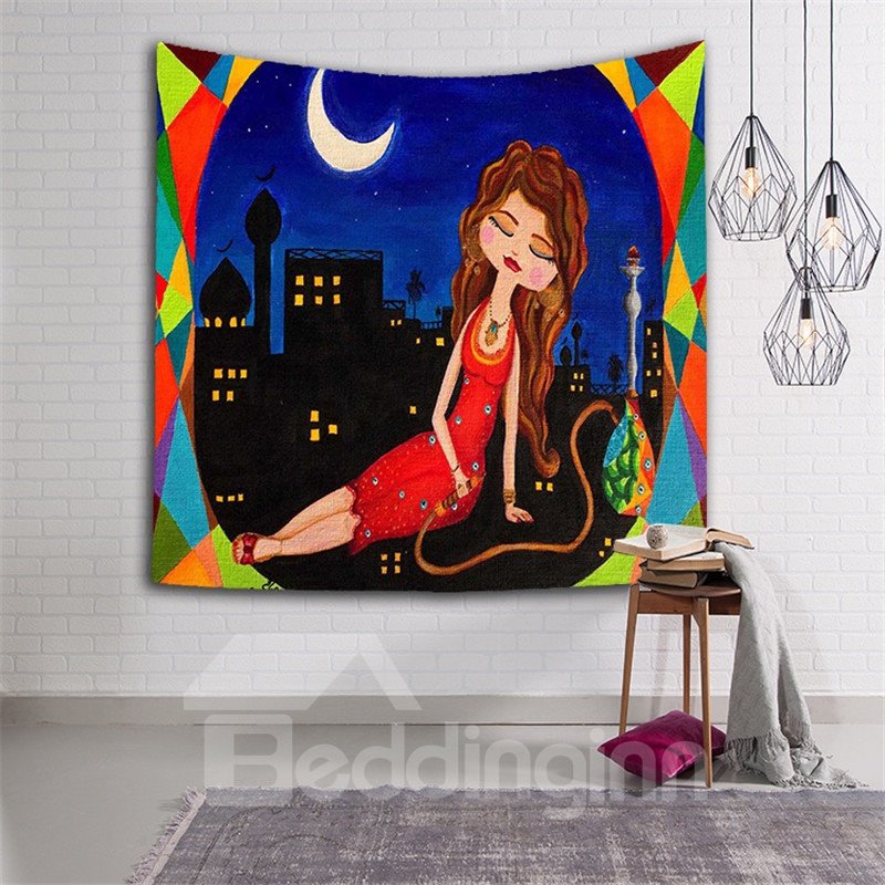 Sexy Girl Taking Rest at Night Ethnic Style Hanging Wall Tapestries