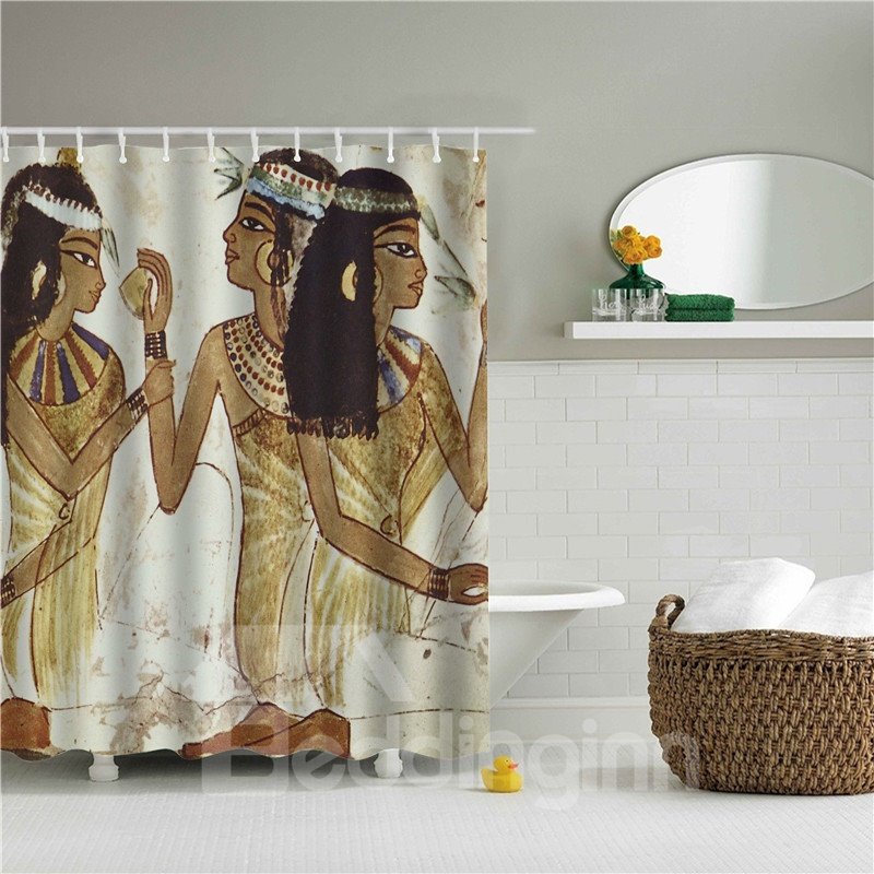 3D-Badezimmer-Duschvorhang aus bedrucktem Polyester mit chattenden Frauen