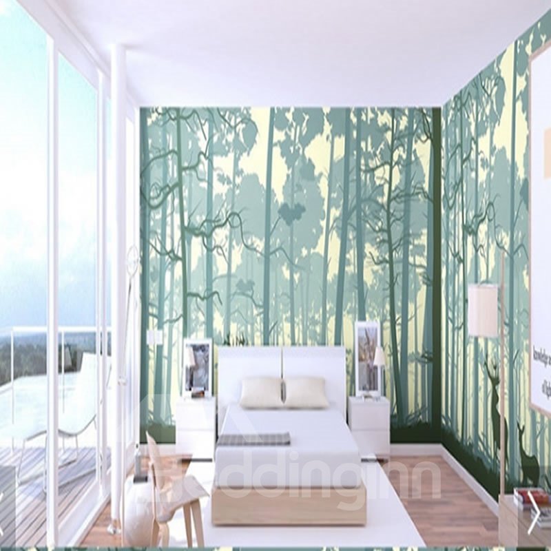 Mural de pared 3D duradero, impermeable y ecológico del bosque verde