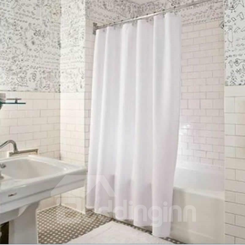 Mouldproof and Waterproof Polyester White Bathroom Shower Curtain