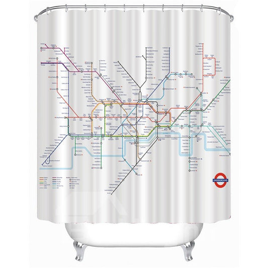 Cortina de ducha de baño de poliéster impresa con mapa de ruta del metro de Londres
