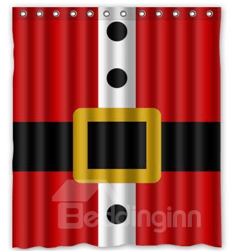 3D Christmas Style Polyester Red Bathroom Shower Curtain