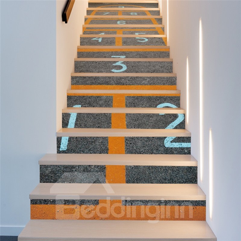 Pista para correr Murales de escaleras impermeables de PVC 3D de 13 piezas