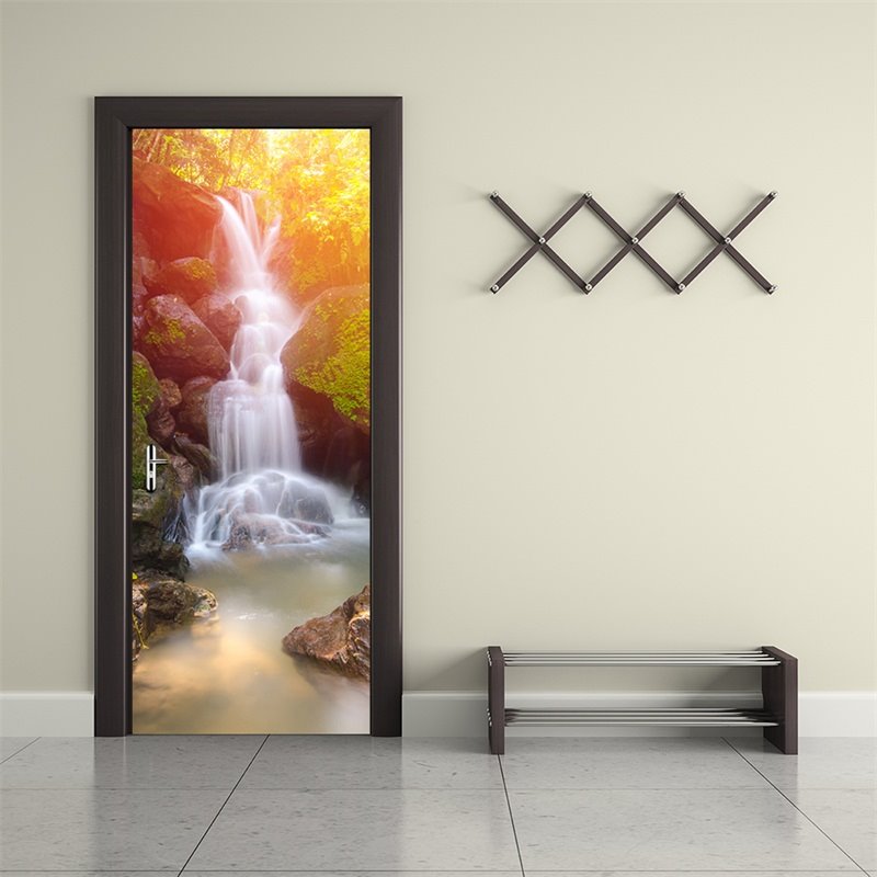 30¡Á79in Waterfall and Sunshine PVC Environmental and Waterproof 3D Door Mural