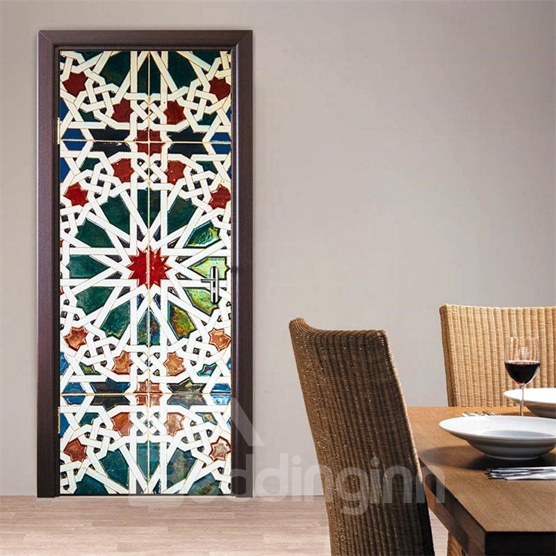 30¡Á79in Bohemian Style PVC Environmental and Waterproof 3D Door Mural