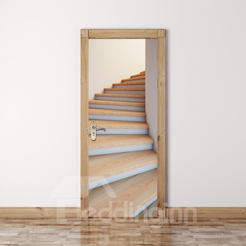 30¡Á79in Stairs Simple Style PVC Environmental and Waterproof 3D Door Mural