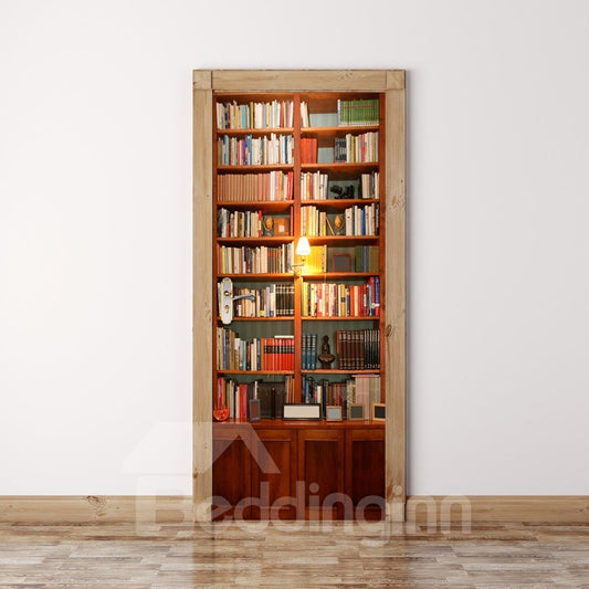 Wisdom Paradise Estante para libros PVC ambiental e impermeable mural de puerta 3D 30 × 79 pulgadas