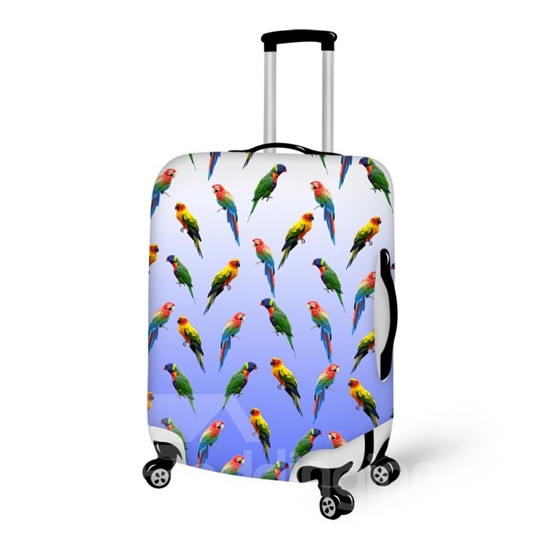 Parrot Animals Cute Gradual Change Blue Washable Waterproof Travel Zipper Nylon 3D Luggage Cover