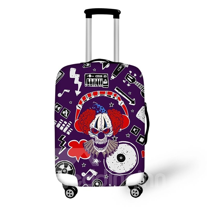 3D Clown Skull Combine Pattern Polyester High Quality Waterproof Luggage Cover
