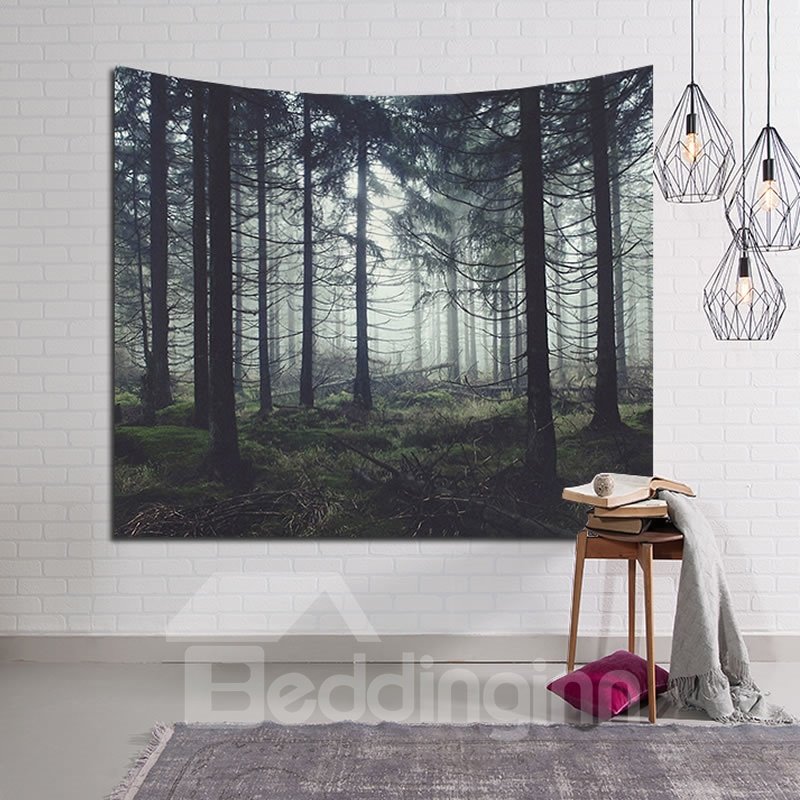Mysterious Forest and Pine Trees Decorative Hanging Wall Tapestry