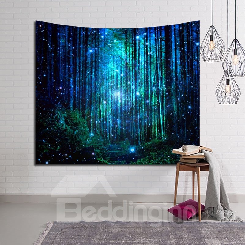 Magical Path and Forest Firefly Twinkle Decorative Hanging Wall Tapestry