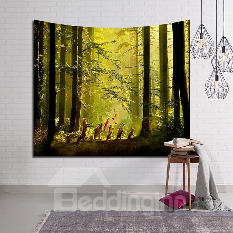 Peaceful Paradise Vibes Forest Design Decorative Hanging Wall Tapestry
