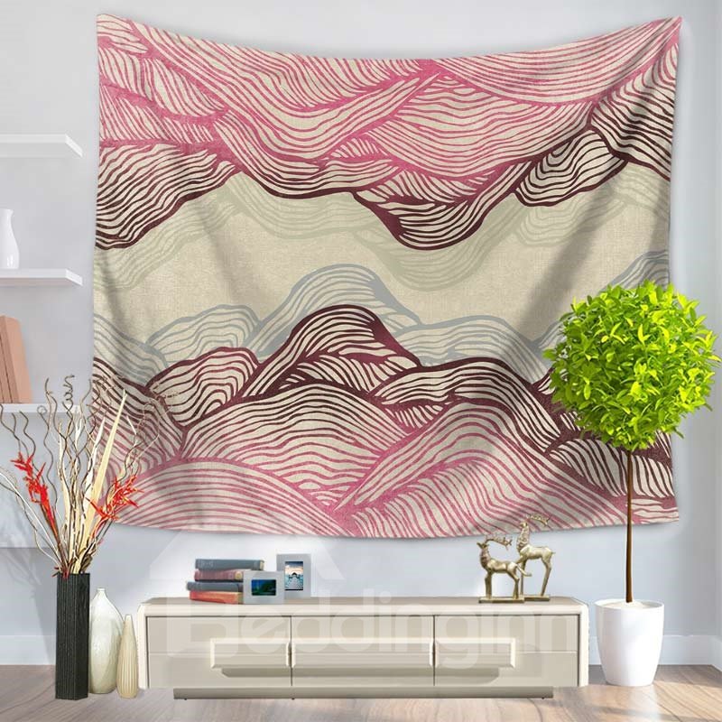 Abstract Pink Ripple Mountain Shape Decorative Hanging Wall Tapestry