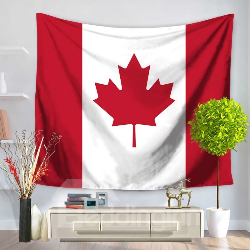 Canadian Flag and Maple Design Decorative Hanging Wall Tapestry