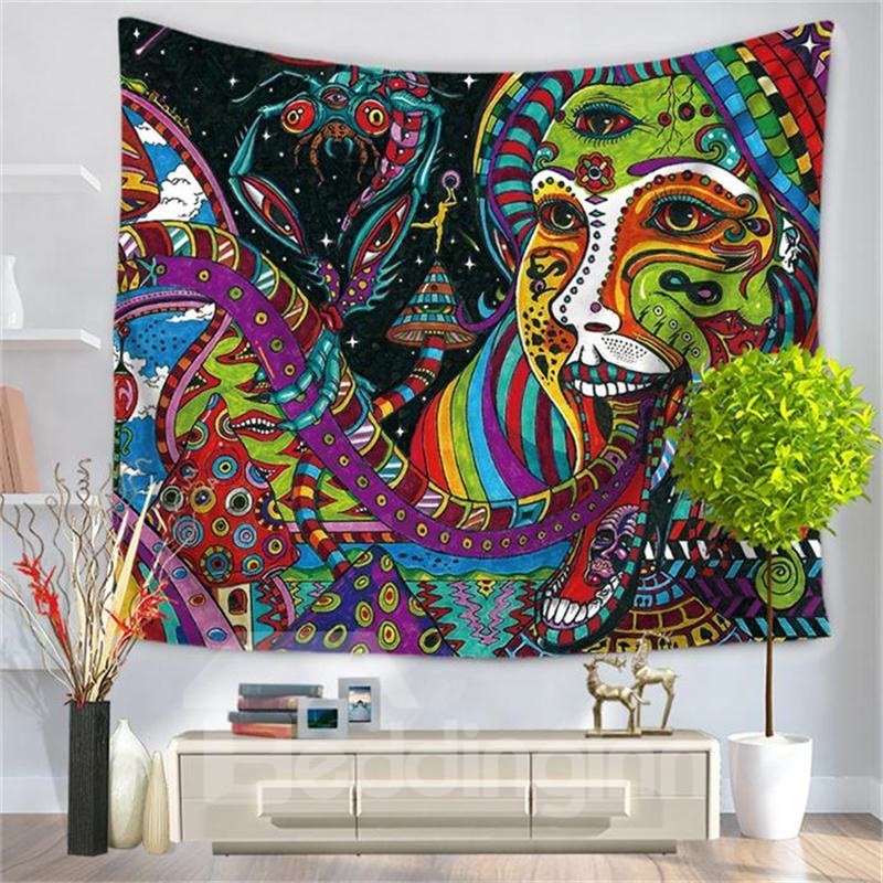 Mandala psychedelisches gruseliges Medusa-Muster, dekorativer Wandteppich zum Aufhängen