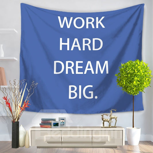 Tapiz de pared colgante decorativo con patrón de palabras WORK HARD DREAM BIG