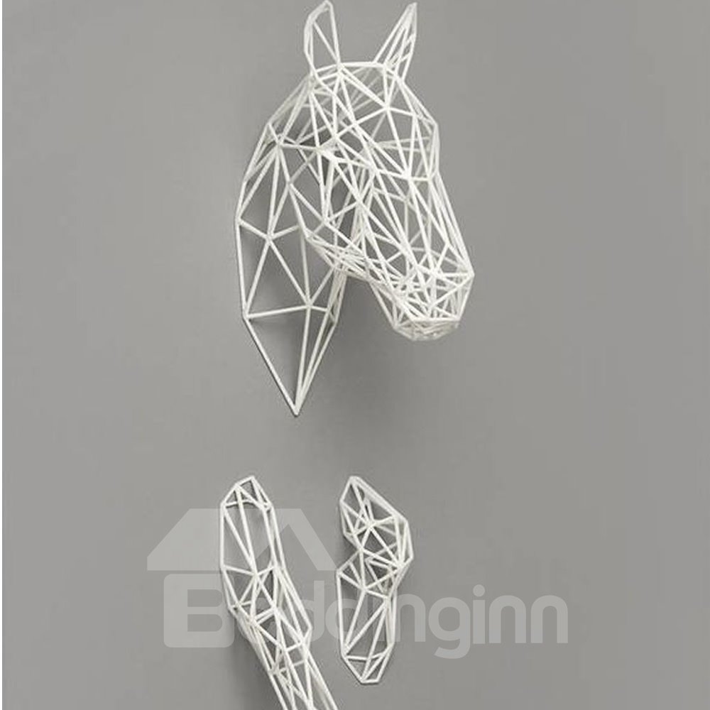 French Metal Horse Wall Decoration Bar Club Hotel Front Desk White Outlines of Horse Head and Foot Resin Handmade Wall Decor Nordic Luxury Living Room Wall Decoration