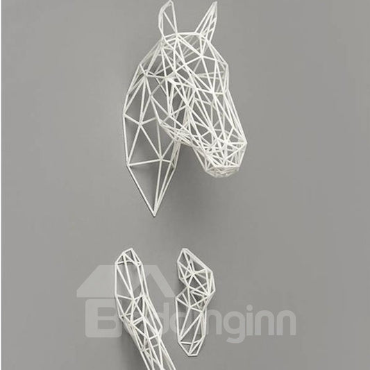 French Metal Horse Wall Decoration Bar Club Hotel Front Desk White Outlines of Horse Head and Foot Resin Handmade Wall Decor Nordic Luxury Living Room Wall Decoration