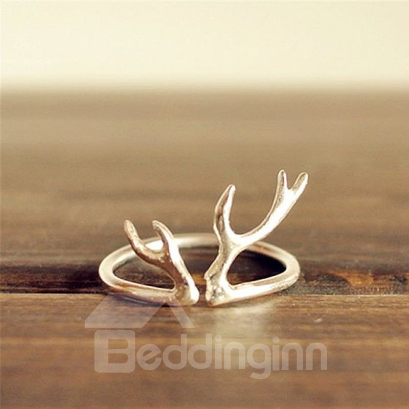 Open Elk Antler Finger Ring Deer Horn Ring for Girls