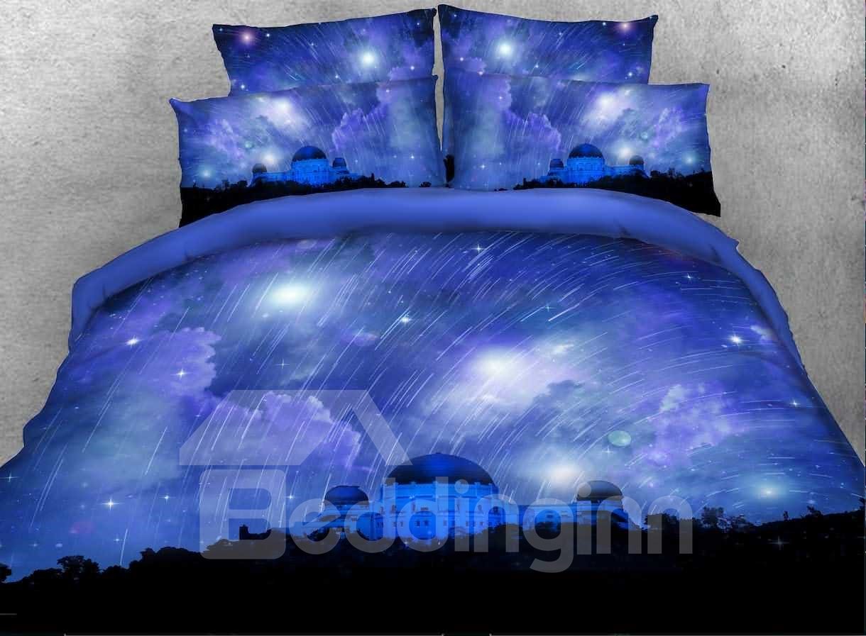 US Only Castle and Meteor Shower Printed 3D 4-Piece Bedding Sets/Duvet Covers Microfiber