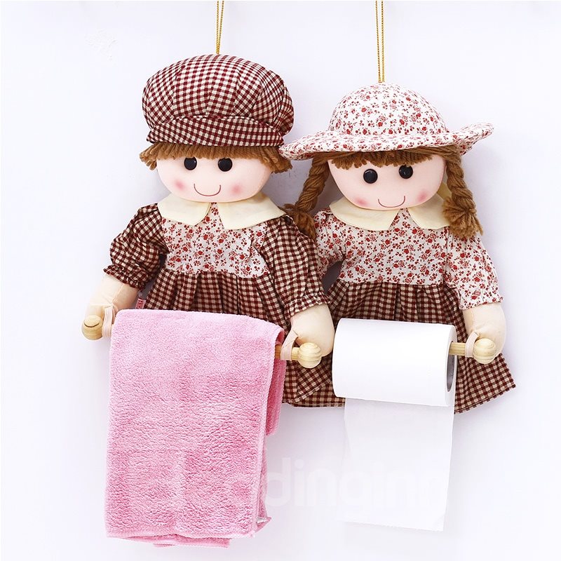 Creative and Beautiful Polyester Dolls One Pair Paper and Tower Holders