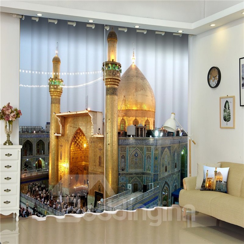 3D Resplendent Castles Printed Dubai Buildings Scenery Water-Proof and Blackout Curtain