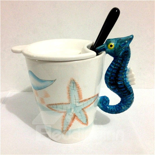 Tazas lindas de la taza de café y de té del estilo animal de la vida marina del hipocampo 3D