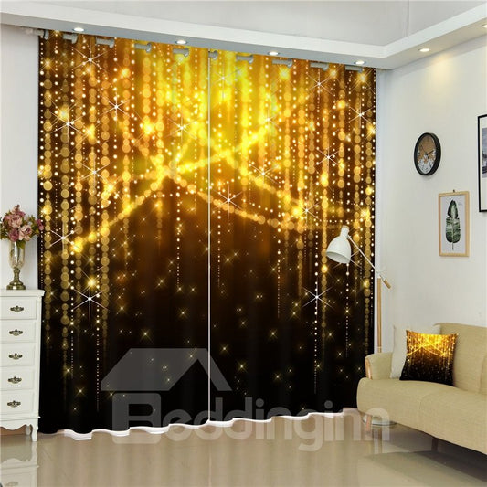 3D Golden Shadows Bright Stars Printed Gorgeous and Amazing Scenery Decorative Curtain