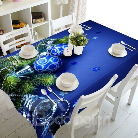 3D-Tischdecke mit blauem Ball-Aufdruck, dickem, ölbeständigem und langlebigem Polyester