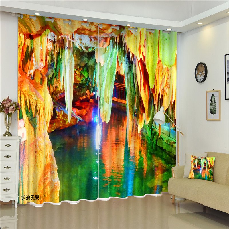 3D Colorful Huge Carve Printed Mysterious Scenery Window Decoration Shading Curtain