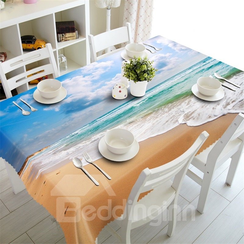 3D-Tischläuferbezug mit eleganter Strandlandschaft, bedruckt mit fantastischem Meerblick für Zuhause und Partys