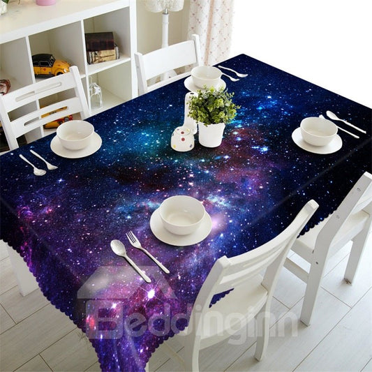 3D Vast Galaxy and Blue Starry Sky Printed Oil-Proof and Durable Table Cover