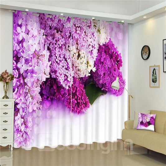 3D Flowers Collected Printed 2 Panels Decorative Custom Living Room Curtain
