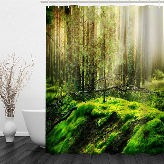 Green Forest Polyester Waterproof and Eco-friendly 3D Shower Curtain