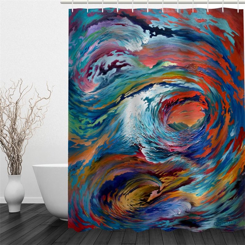 3D Oil Painting Pattern Polyester Waterproof and Eco-friendly Shower Curtain