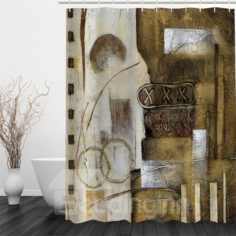 3D Brown Art Work Pattern Polyester Waterproof and Eco-friendly Shower Curtain