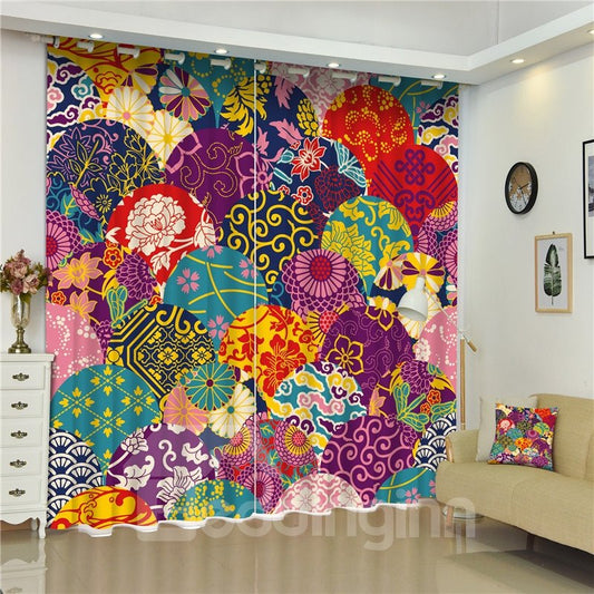 3D Bright Colorful Blossoms Printed Modern and Fashion Style Living Room Custom Curtain