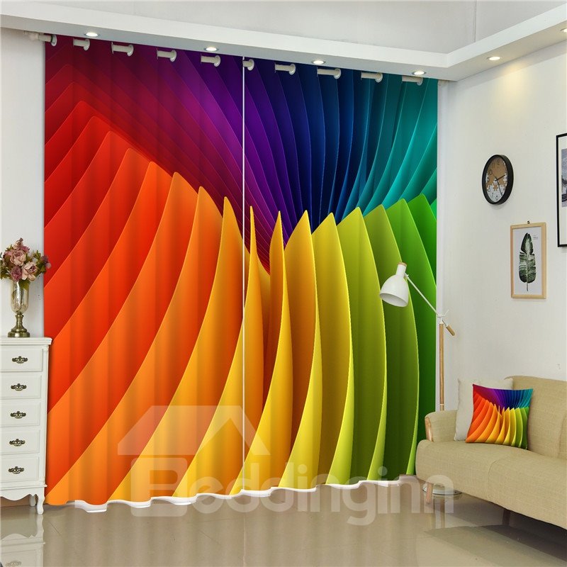 3D Colorful Papers Printed Creative and Modern Style Bedroom Polyester Custom Curtain