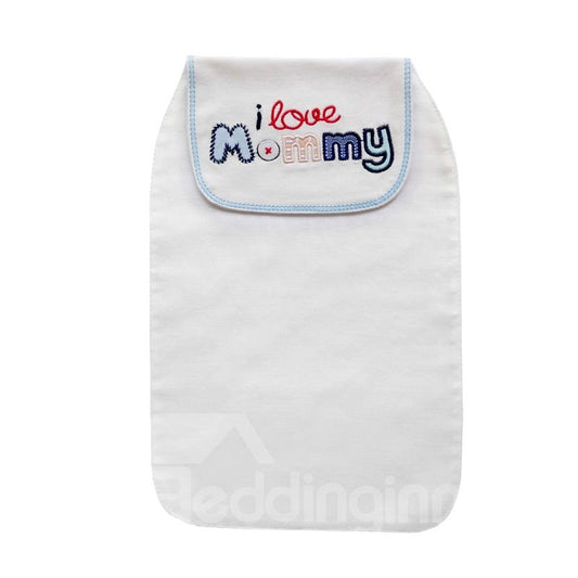 8*13 Zoll Baby-Schweißband/Handtuch aus Baumwolle mit Buchstabendruck, weiß
