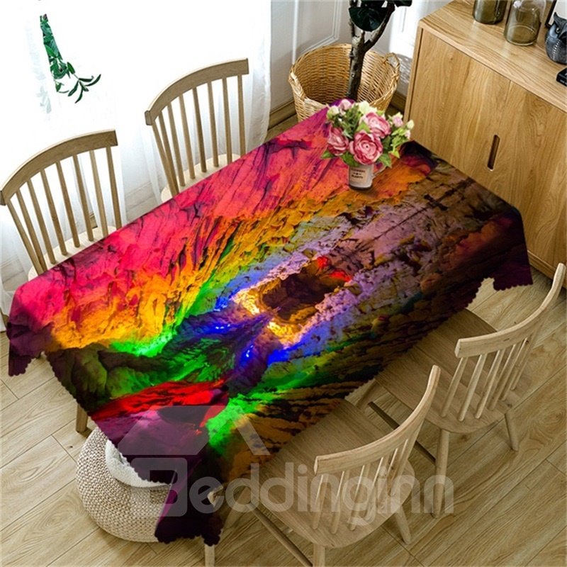 3D Mysterious Bright Colored Water-Eroded Cave landscape Printed Table Cover