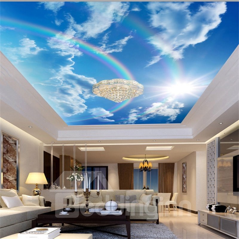 3D Rainbow in Shining Sky Waterproof Durable and Eco-friendly Ceiling Murals