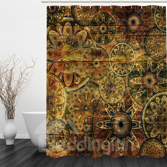 3D Flowers Pattern Classic Style Polyester Waterproof and Eco-friendly Shower Curtain