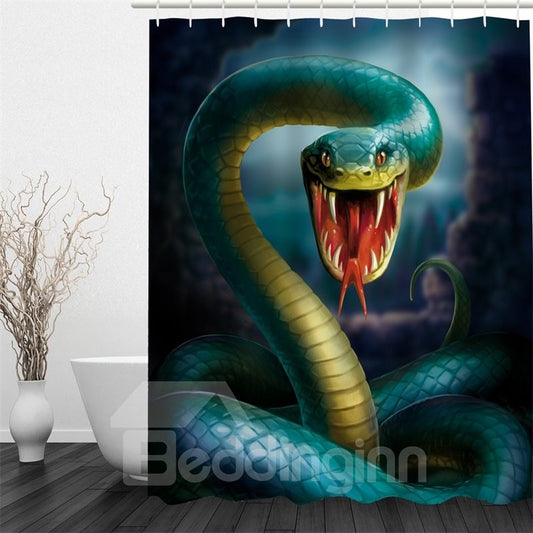 3D Snake Printed Polyester Waterproof and Eco-friendly Shower Curtain