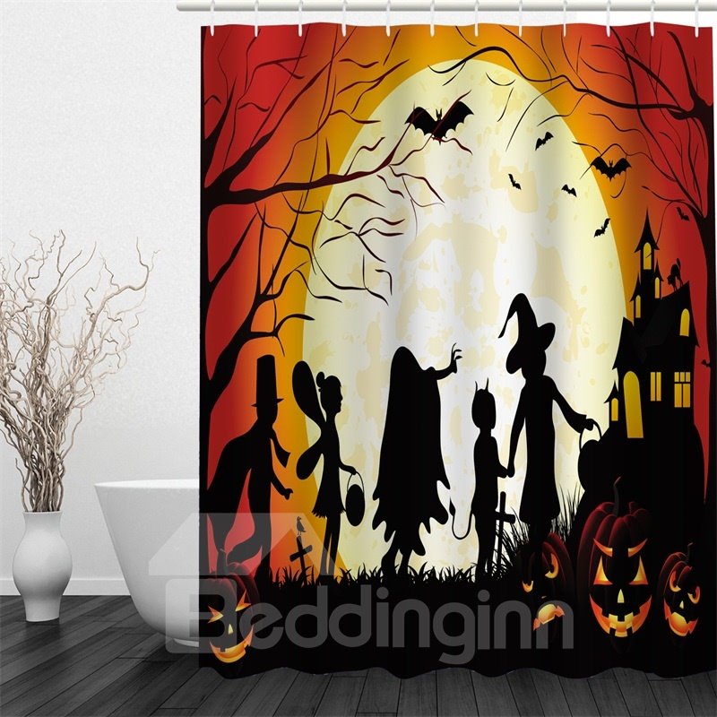 3D Halloween Night Polyester Waterproof Antibacterial and Eco-friendly Shower Curtain