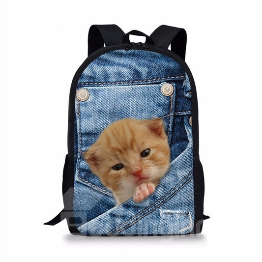 3D Animals Cat Fashion Pattern School Outdoor Backpack